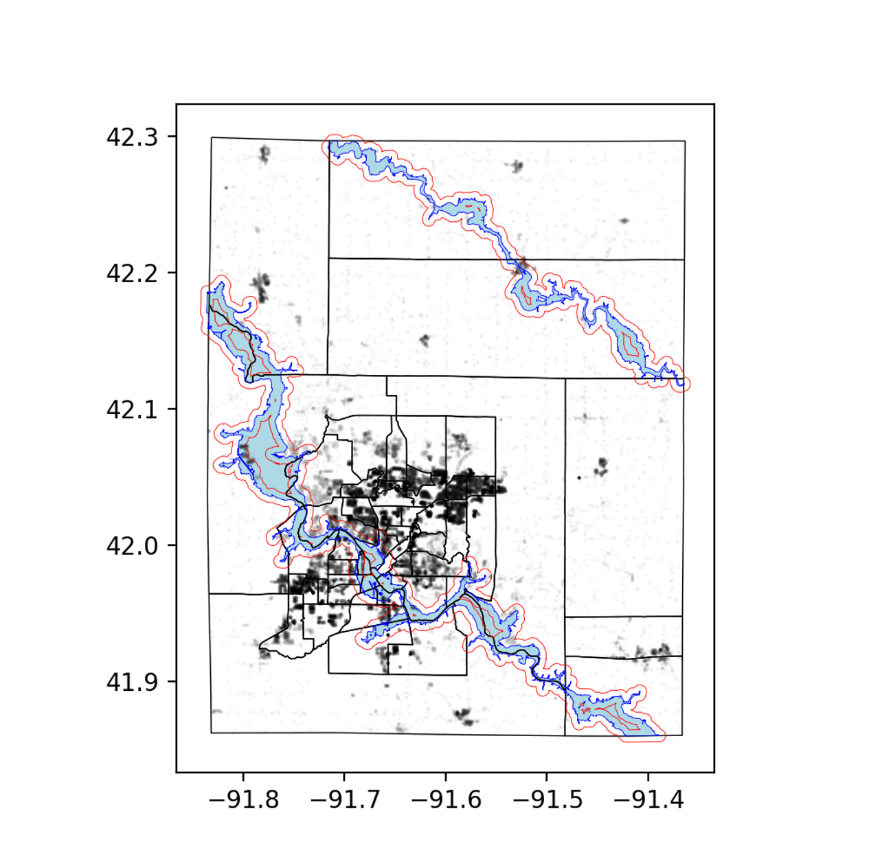 Treatment area and household distribution around Cedar Rapids, Iowa