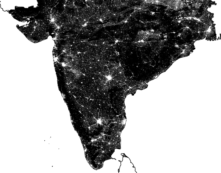 Night lights distribution in India